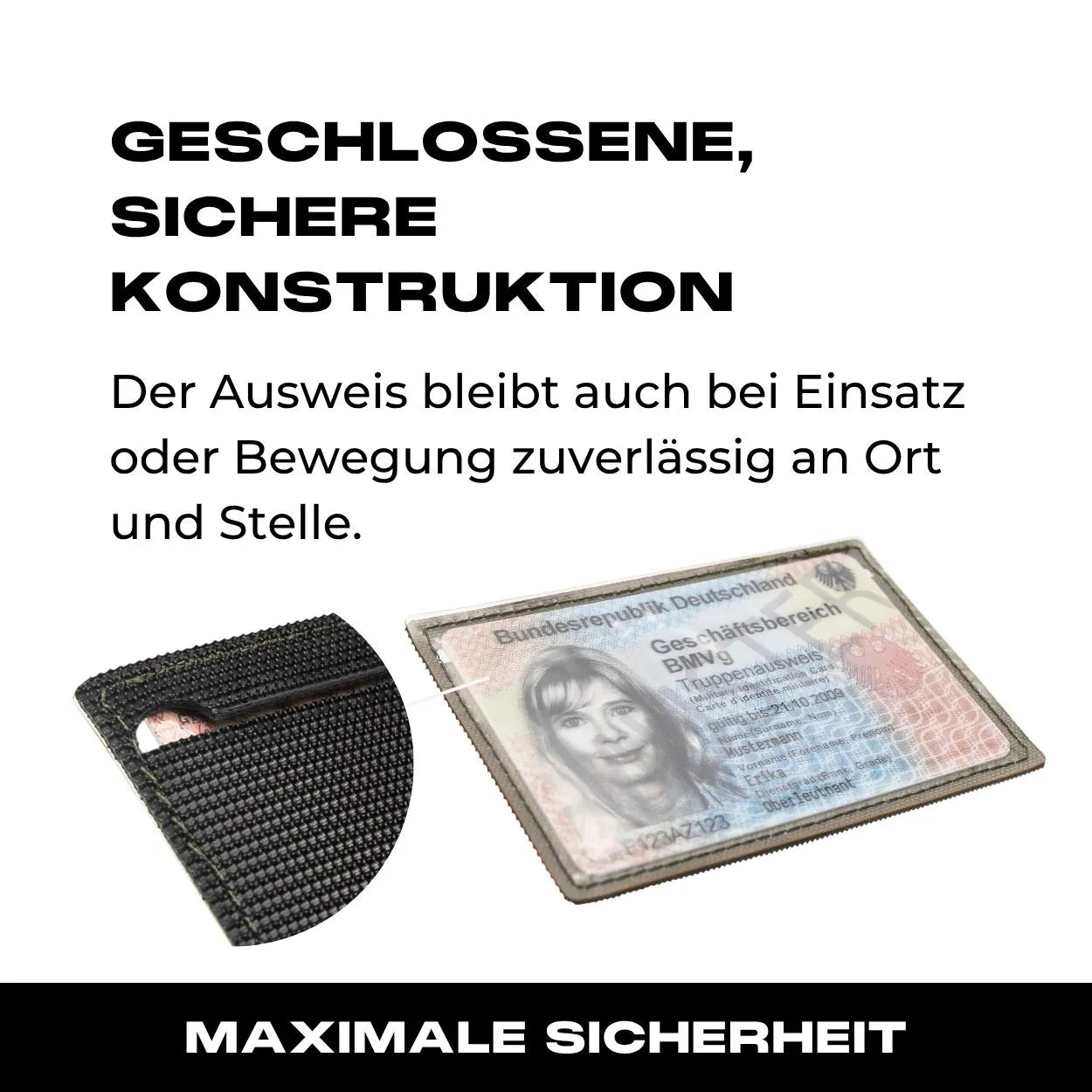 Ausweisfach mit Hakenklett in Steingrau Oliv