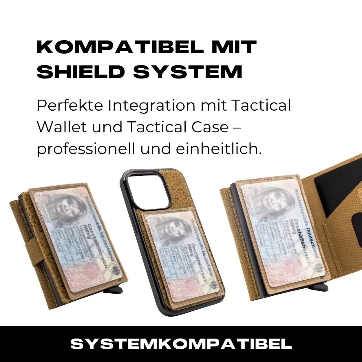 Ausweisfach mit Hakenklett in Coyote