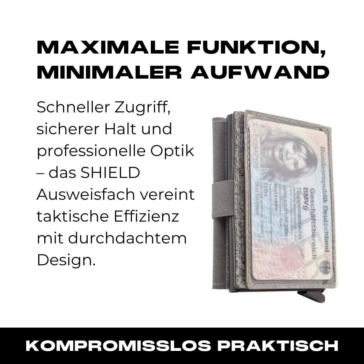 Ausweisfach mit Hakenklett in Wolfgrey