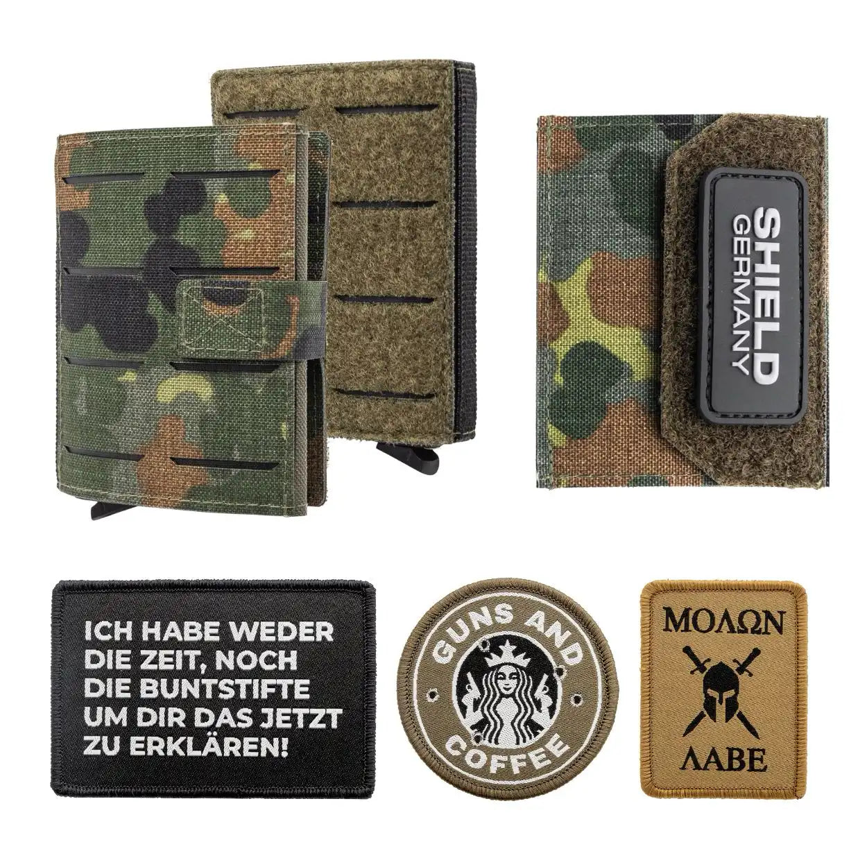 Tactical Wallet inkl. 3x Patch + Münzfach - 5 Farben Flecktarn