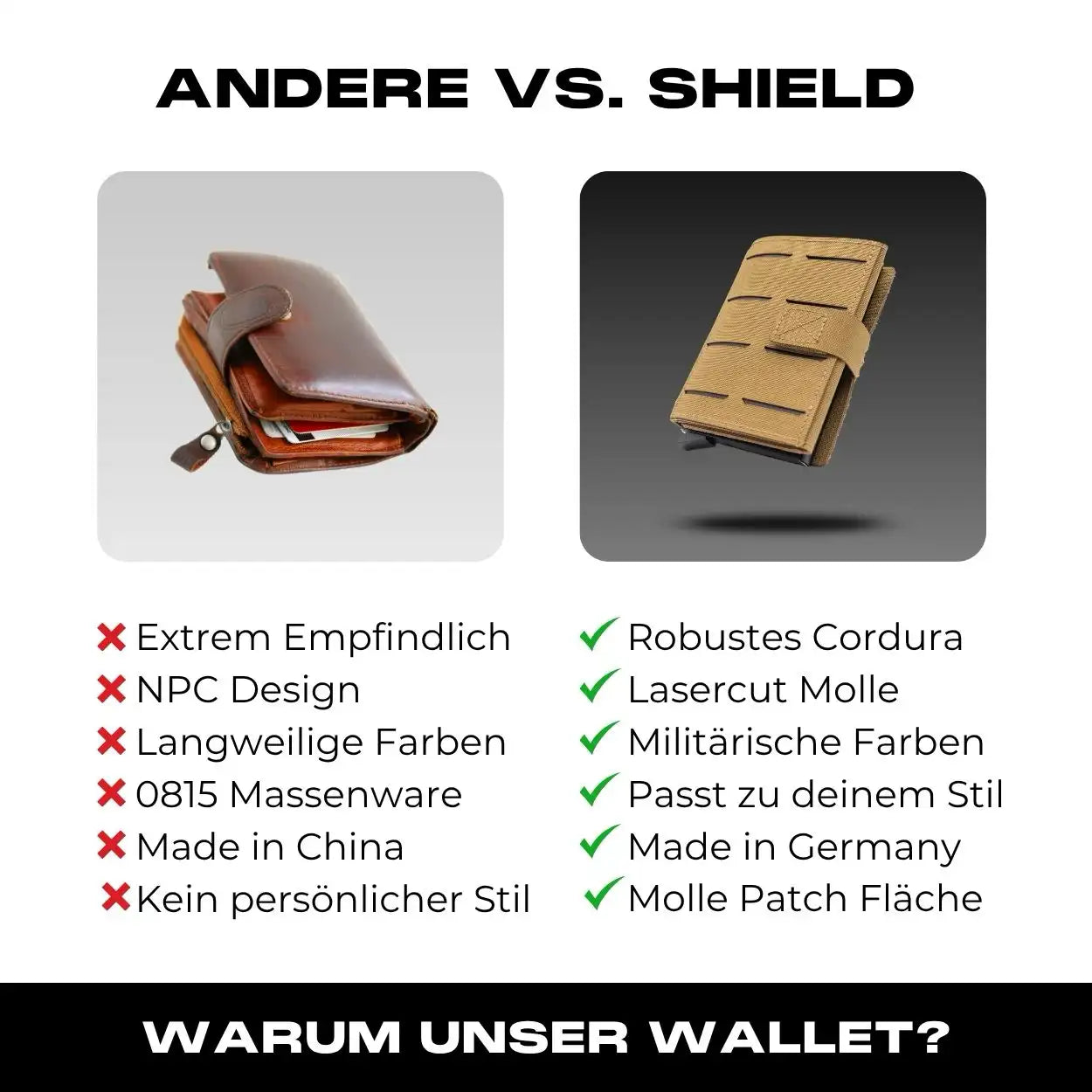 Tactical Wallet inkl. 3x Patch + Münzfach - Coyote