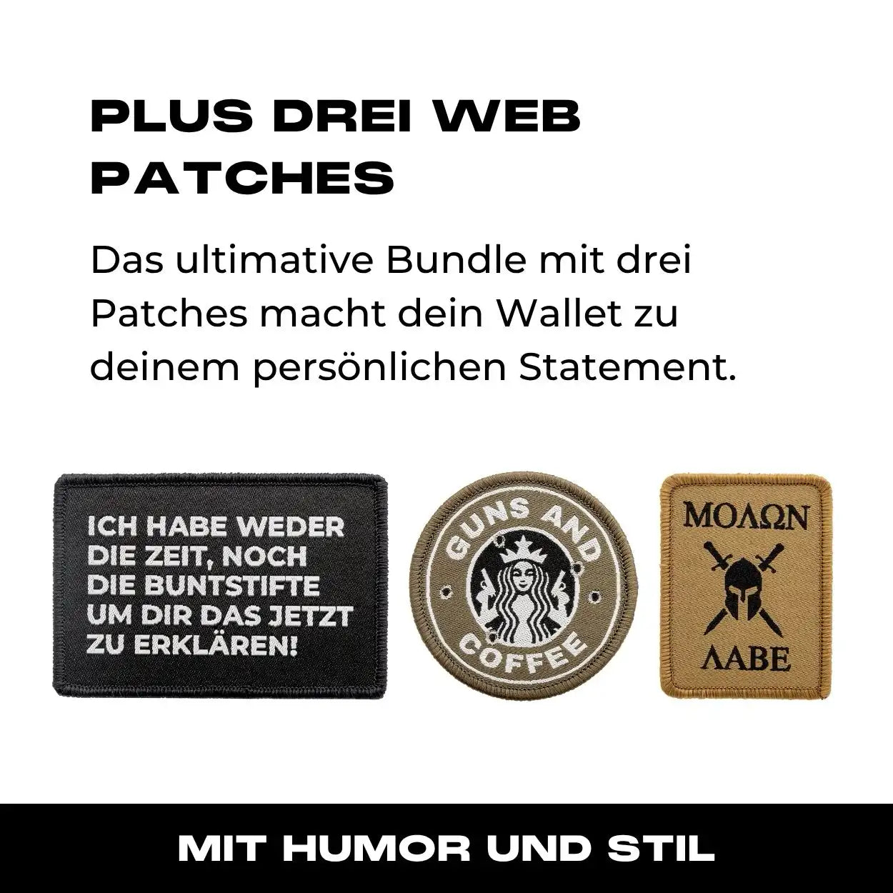 Tactical Wallet inkl. 3x Patch + Münzfach - Schwarz
