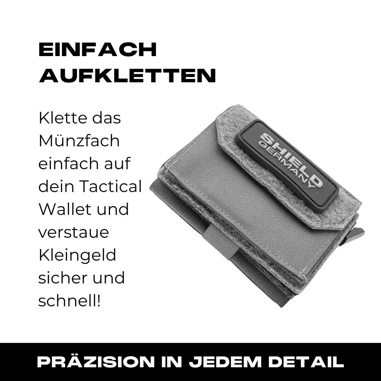Tactical Wallet inkl. 3x Patch + Münzfach - Wolfgrey