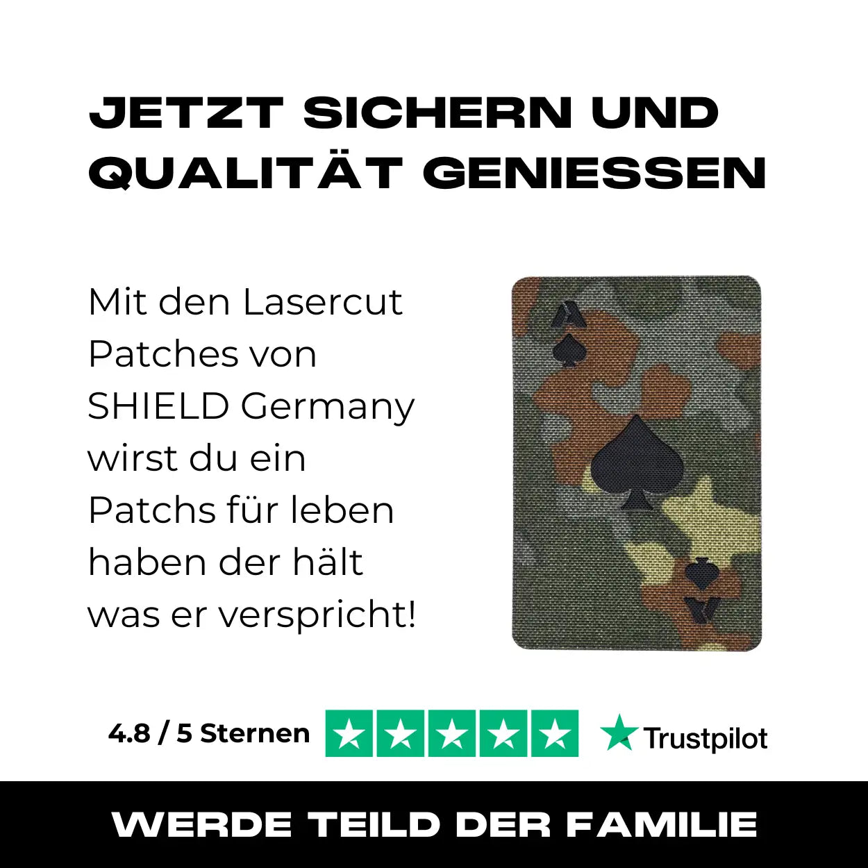 Lasercut Patch - Ace of Spades - 5 Farben Flecktarn