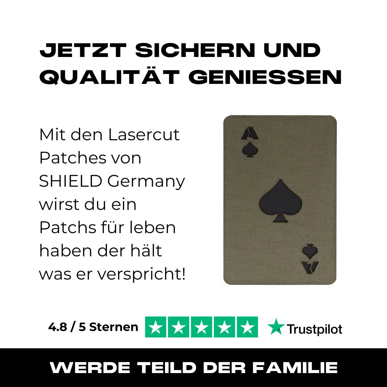 Lasercut Patch - Ace of Spades - Steingrau Oliv