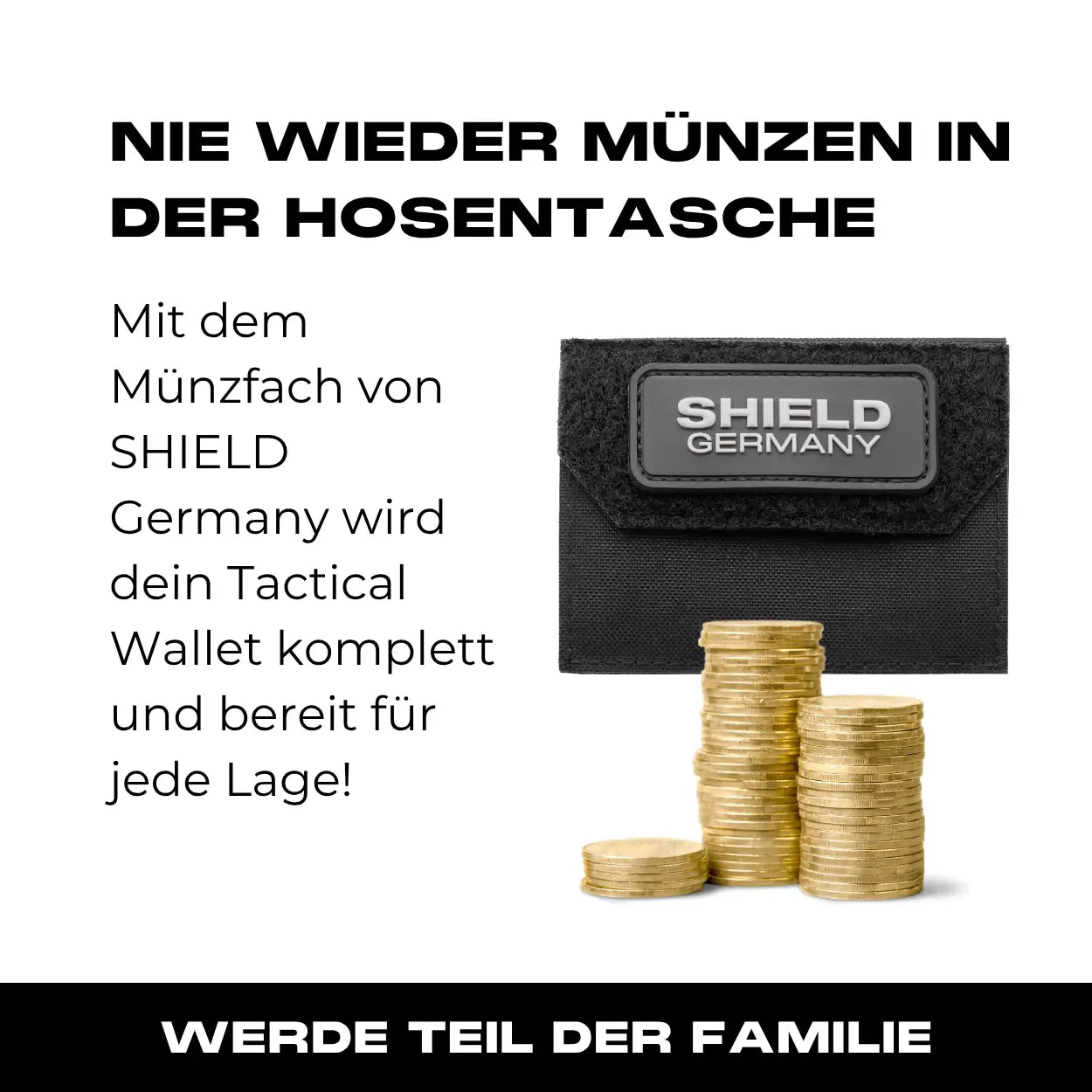 Tactical Wallet Münzfach - Schwarz