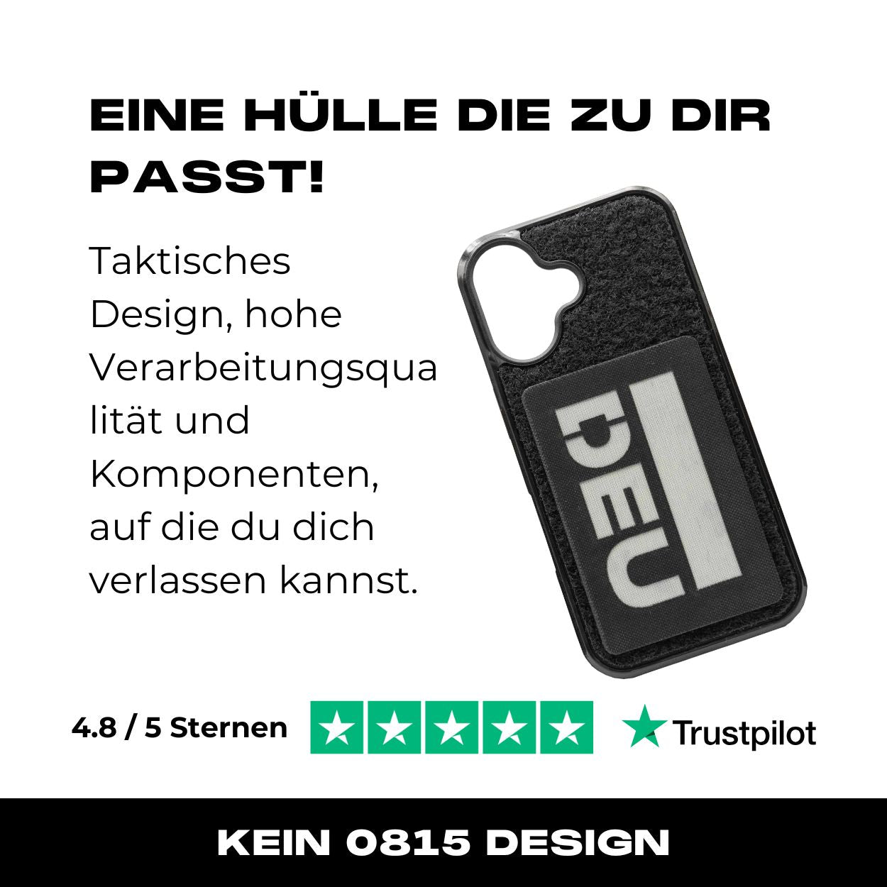 Tactical Case mit schwarzem Flauschklett - iPhone 16 Reihe