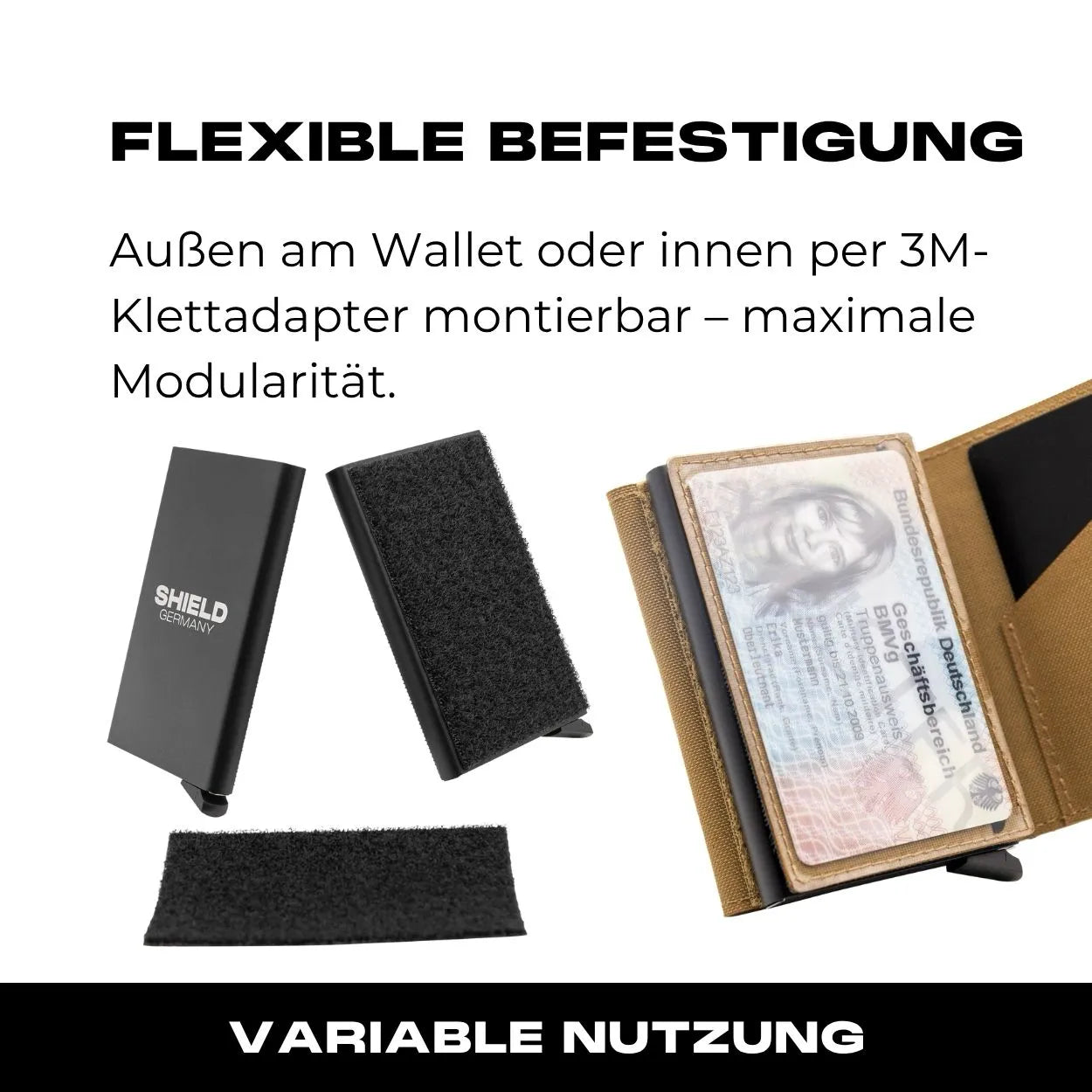 Ausweisfach mit Hakenklett in Coyote