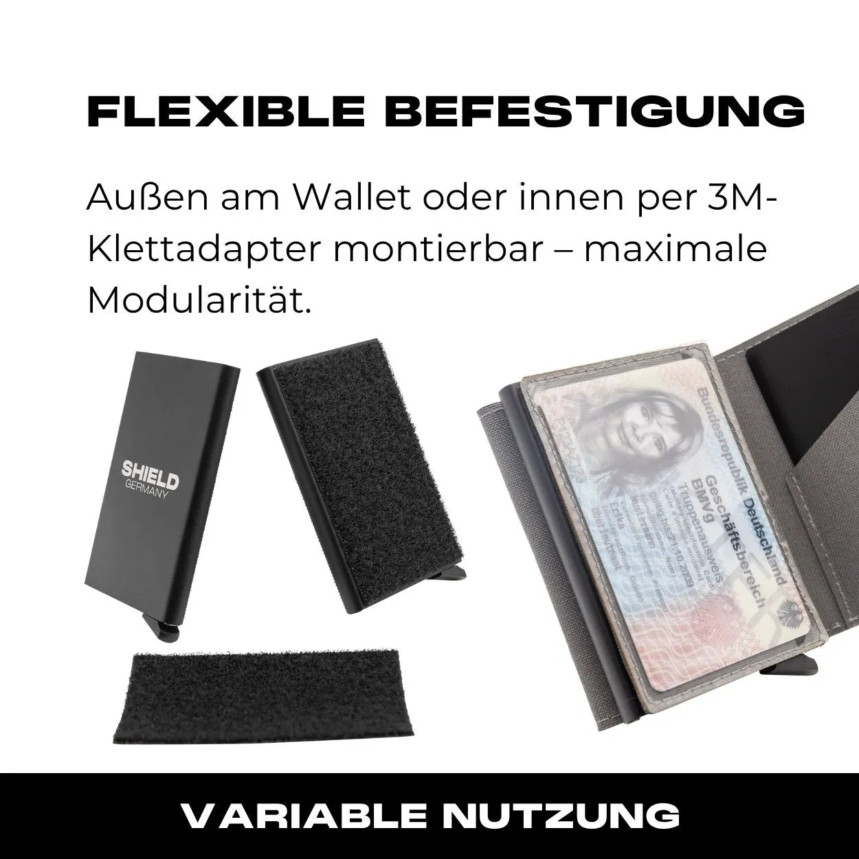 Ausweisfach mit Hakenklett in Wolfgrey