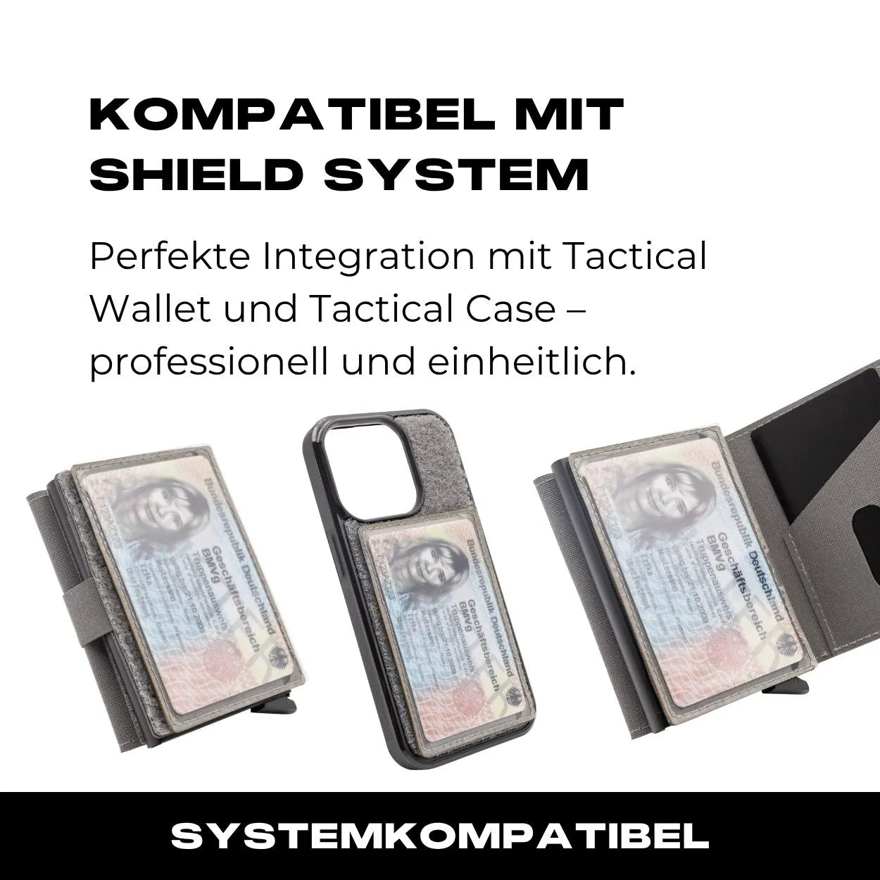 Ausweisfach mit Hakenklett in Wolfgrey