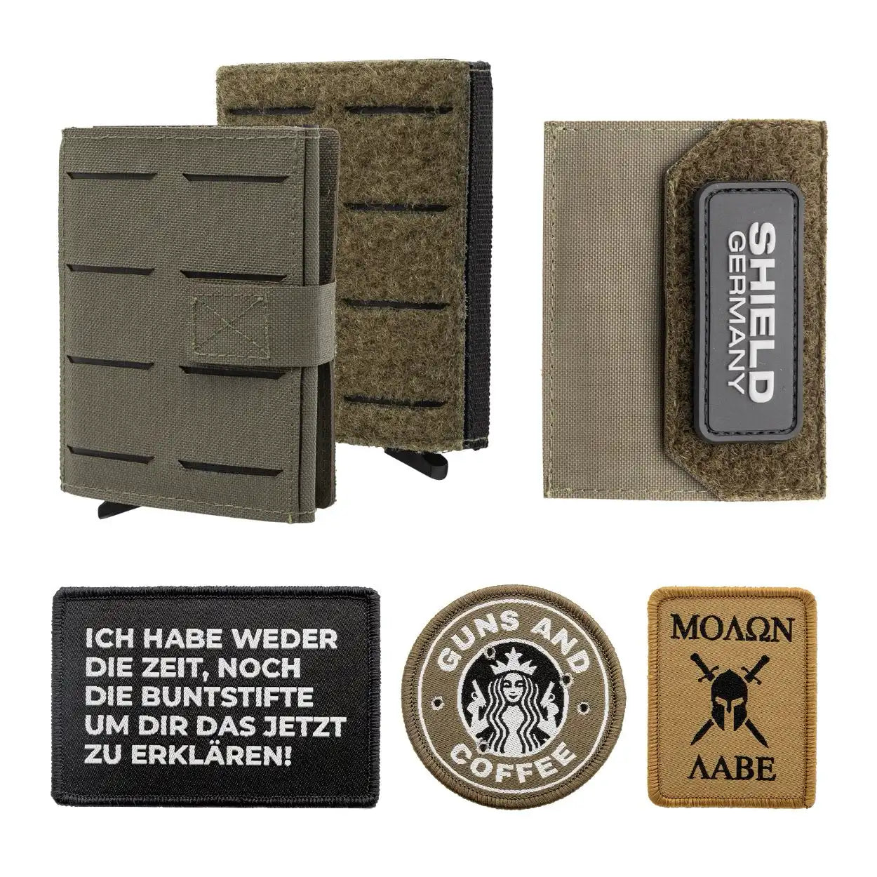 Tactical Wallet inkl. 3x Patch + Münzfach - Steingrau Oliv