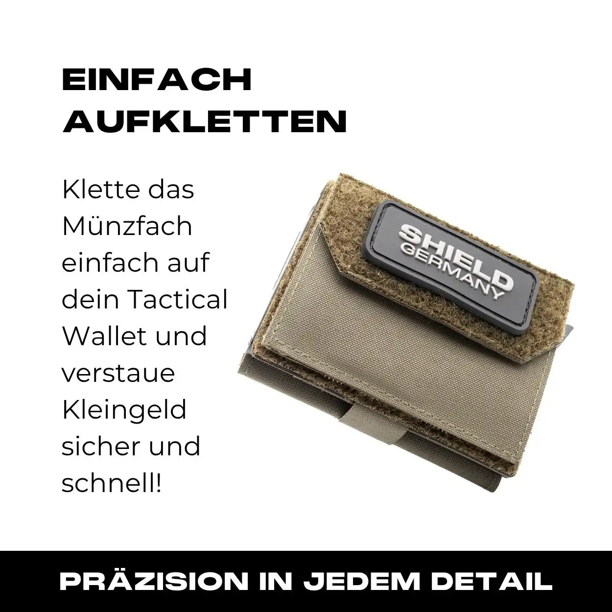 Tactical Wallet inkl. 3x Patch + Münzfach - Steingrau Oliv