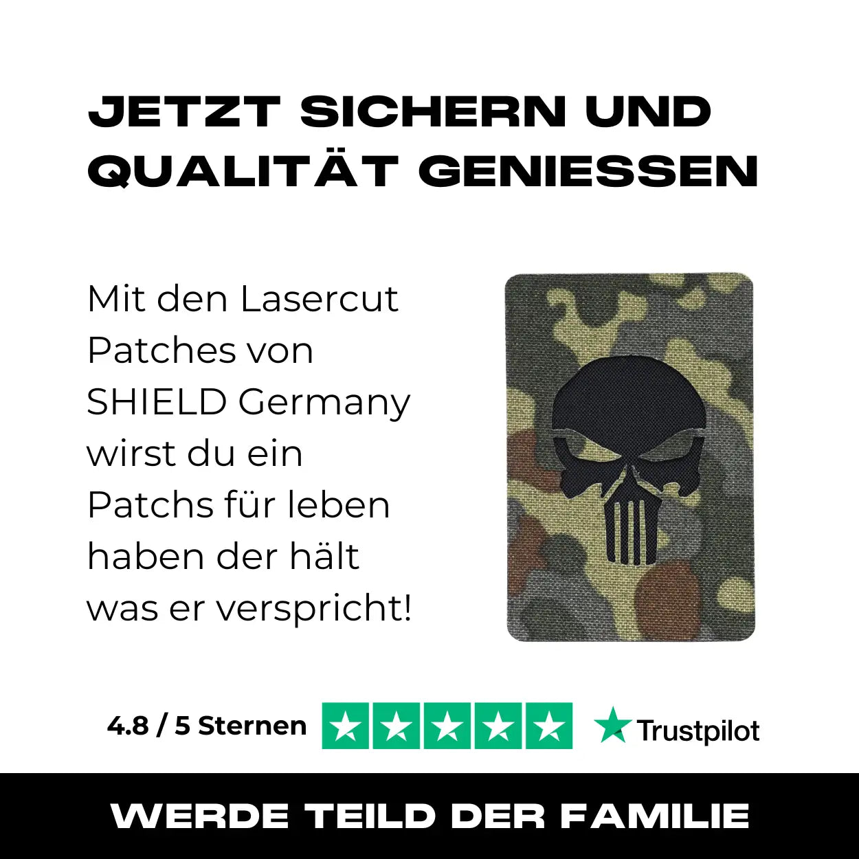 Lasercut Patch - Punisher - 5 Farben Flecktarn