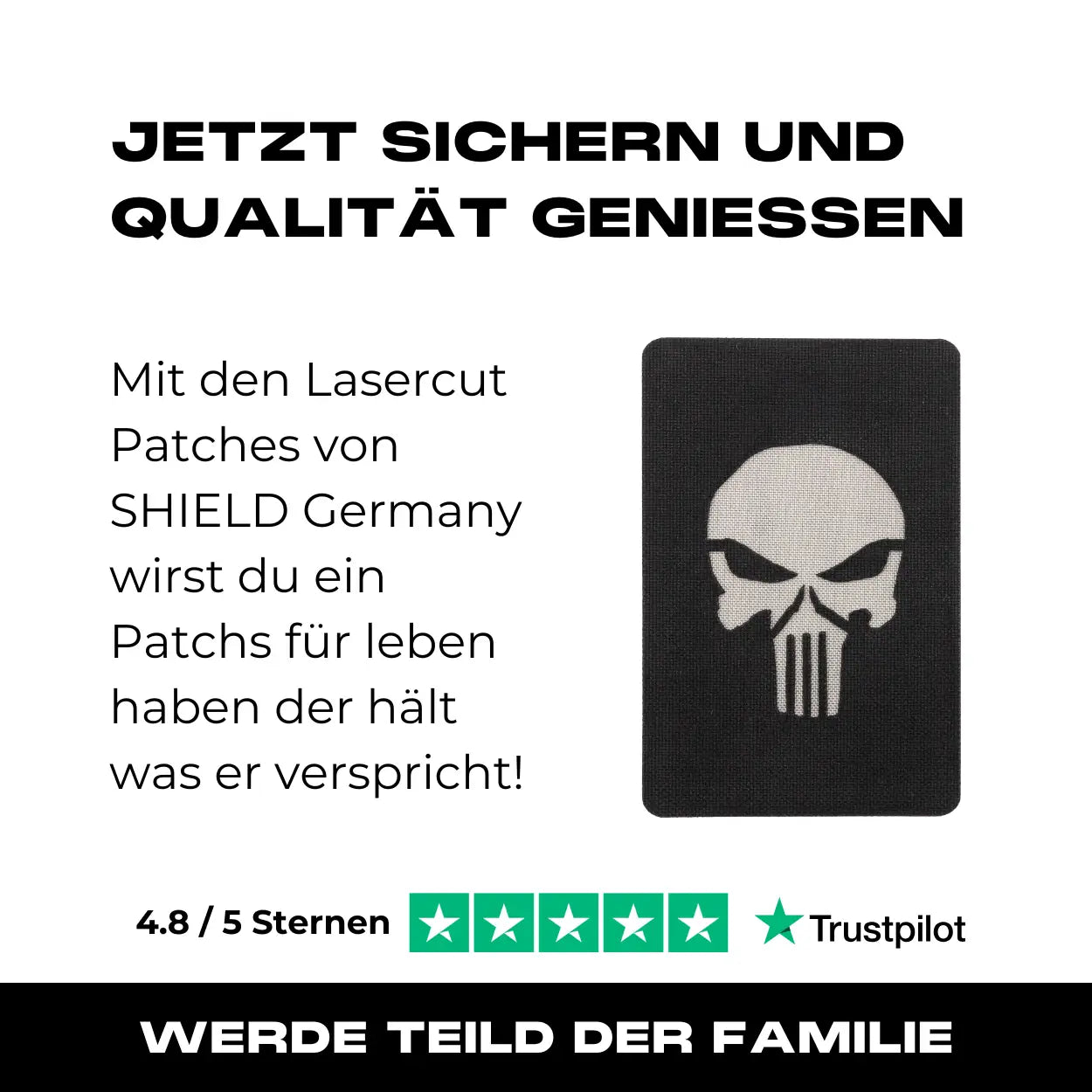 Lasercut Patch - Punisher - Schwarz