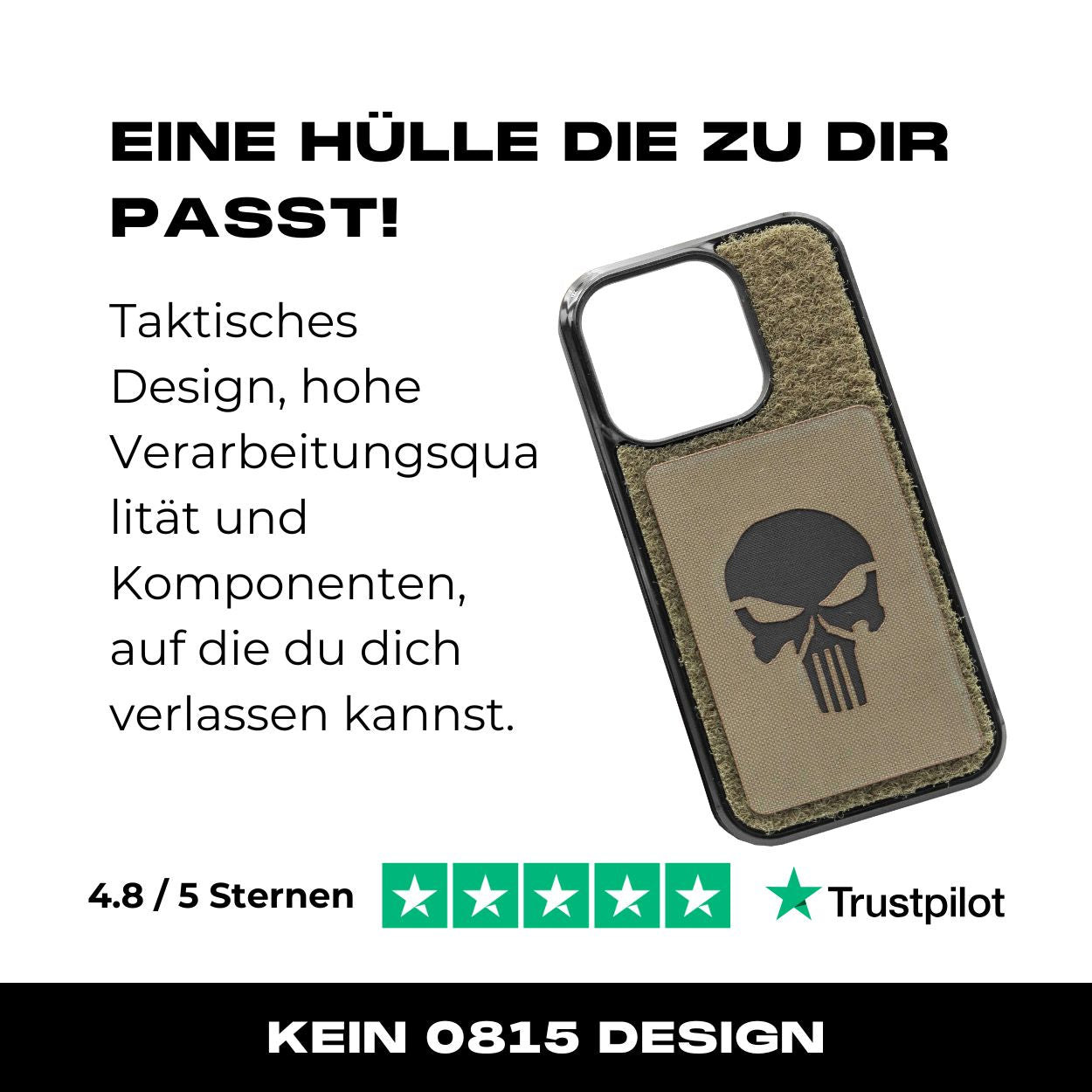 Tactical Case mit Steingrau Oliv Flauschklett - iPhone 14 Reihe
