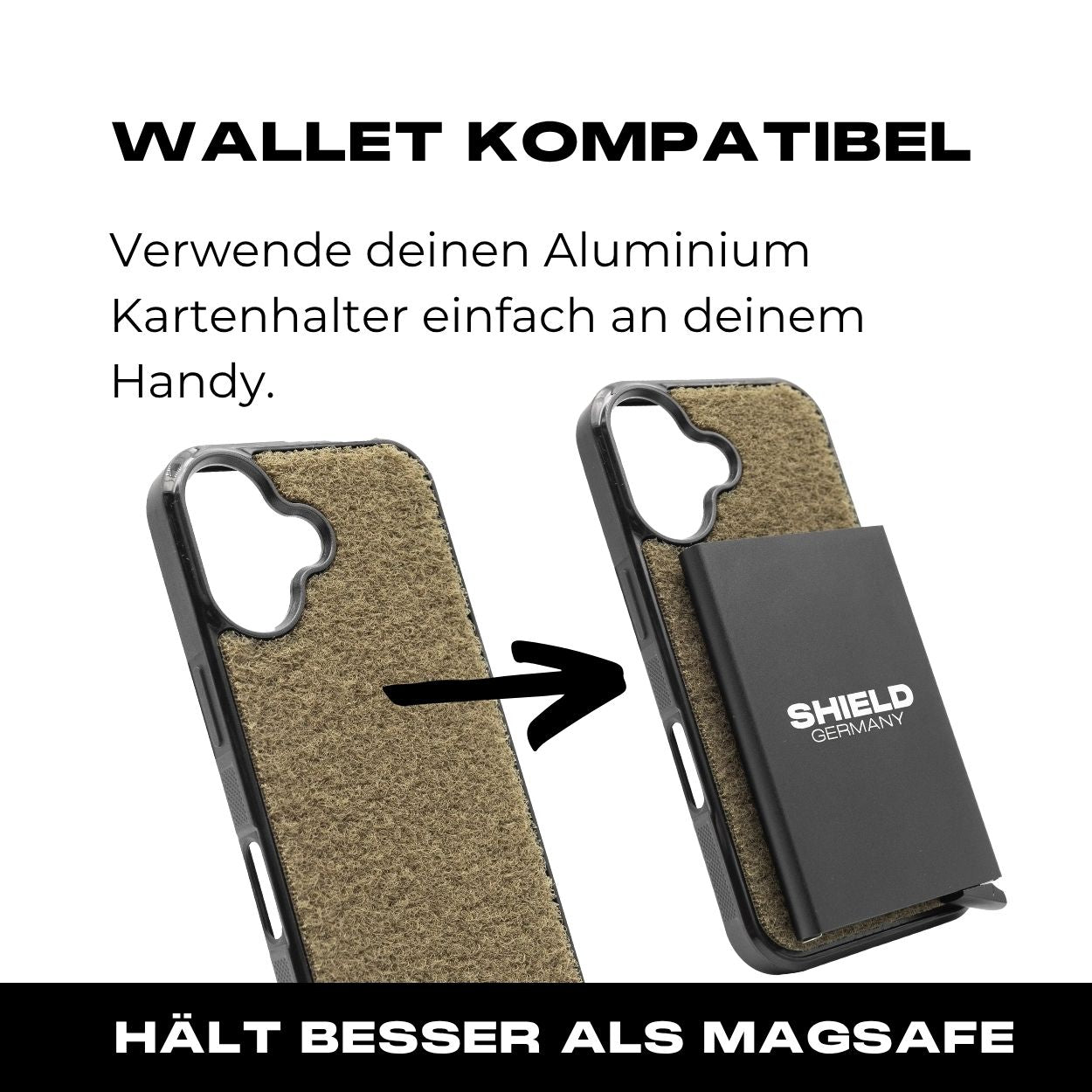 Tactical Case mit Steingrau Oliv Flauschklett - iPhone 16 Reihe