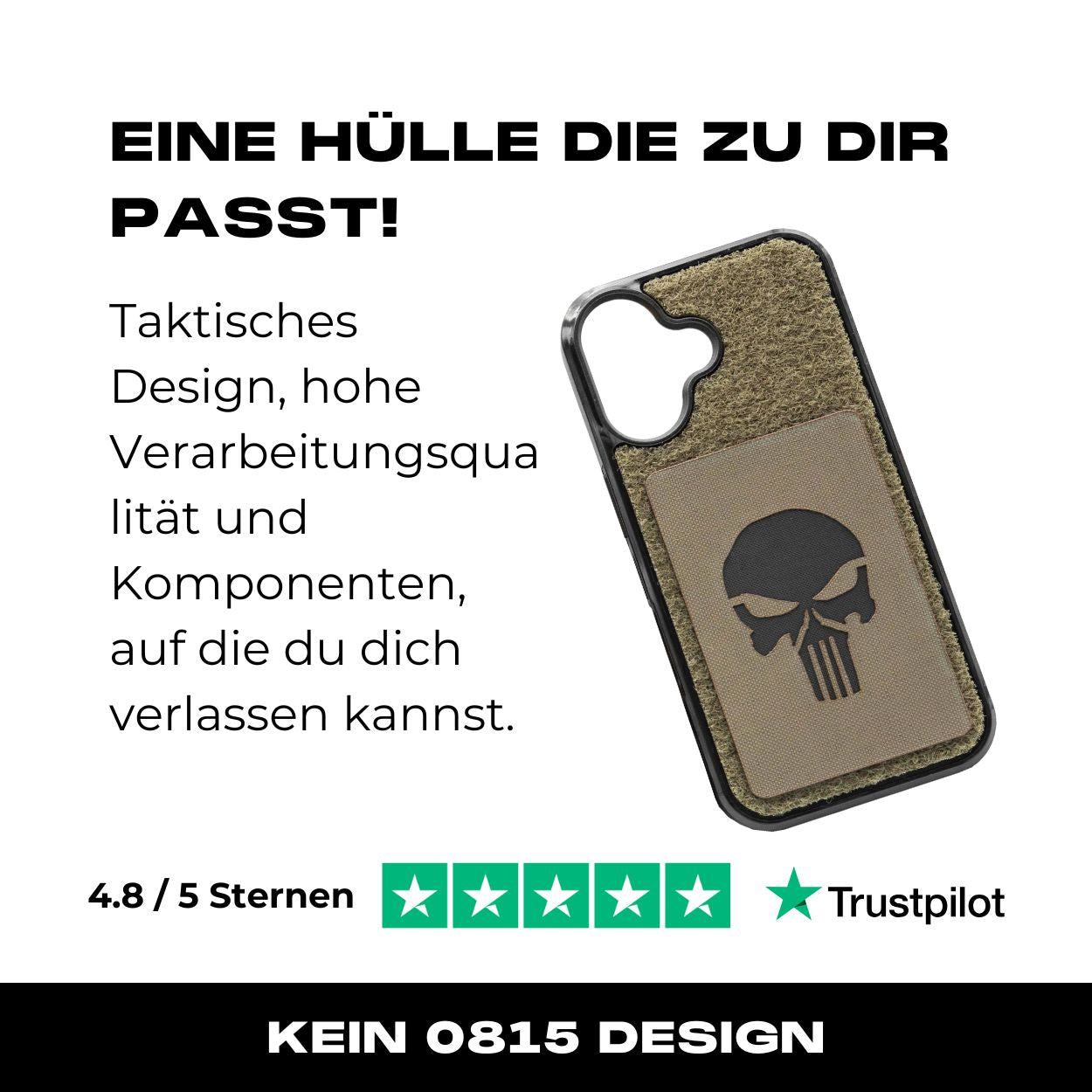 Tactical Case mit Steingrau Oliv Flauschklett - iPhone 16 Reihe